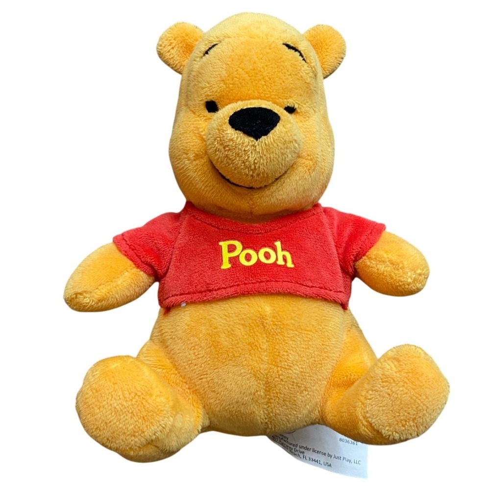 Disney Winnie the Pooh Plush Stuffed Animal Red Shirt Just Play 6.5 / 7 in.